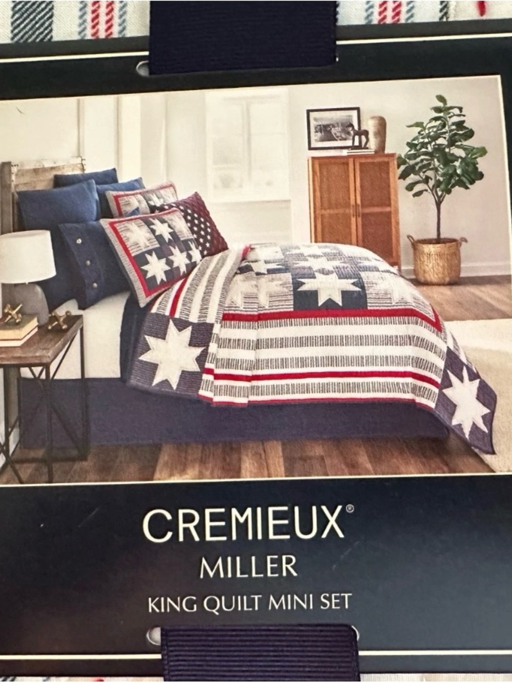 Daniel Cremieux Miller Patriotic Star King Embroidered Quilt Coverlet 3 Pc Set